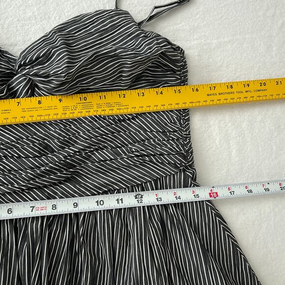 Tracy Reese Anthropologie Dress Women 10 Black Striped Bubble Hem Cocktail Retro - Picture 9 of 10
